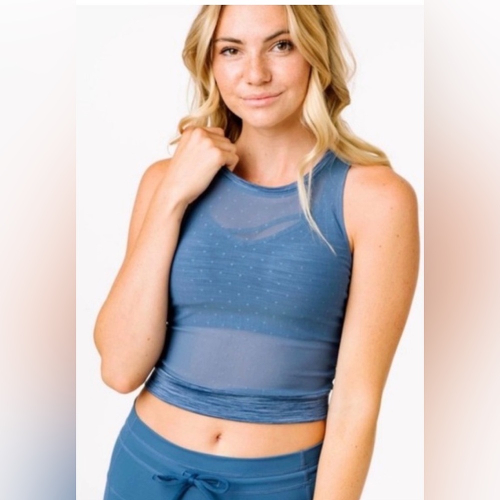 New Zyia Active Calm Blue Luxe Mesh Tank Top Woman’s Small S Crop